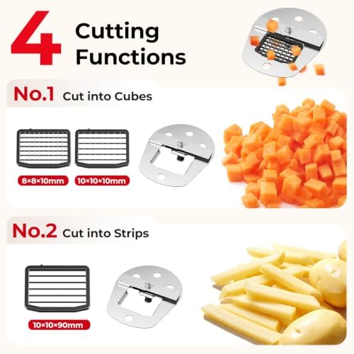 4-In-1 Electric Vegetable Chopper, 200W Vegetable Slicer Food Processor, Veggie Food Cutter With Slicing Shredding Dicing And Striping Function For Commercial Home Use,110V