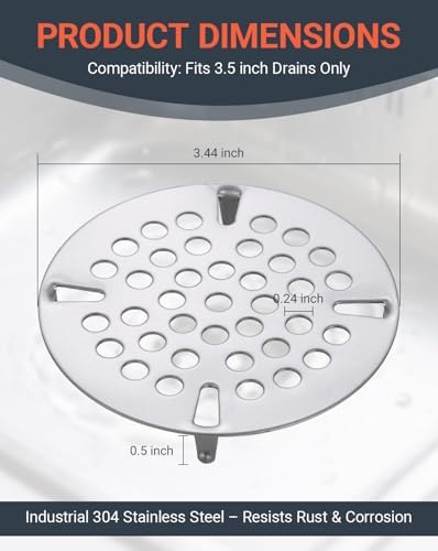 3-1/2" Mop Sink Drain Strainer for Commercial Sink Drain Cover (3 Pack)