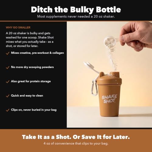 Brown 4oz Mini Shaker Bottle for Creatine, Pre Workout, Matcha - Image 2