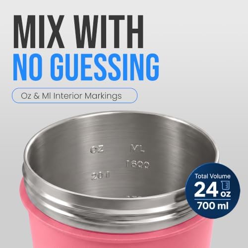 VELOMIX 24oz Stainless Steel Shaker Bottle with Wire Whisk, Pink - Image 5