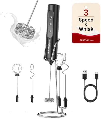 SIMPLETASTE Rechargeable Handheld Milk Frother Wand with Stand by SIMPLETaste