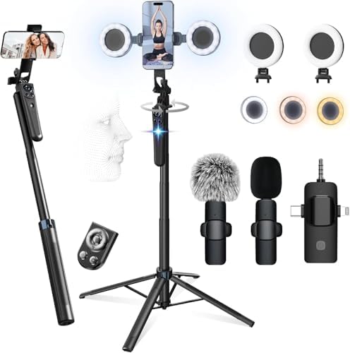 71" Content Creator Essentials Vlogging Kit - 2 Lights & 2 Mics