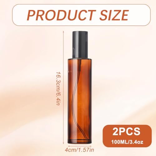 2 PCS 100/3.4oz Amber Glass Travel Bottles with Black Pump, Leakproof Lotion Dispenser for Essential Oil, Cream, Shampoo, Body Wash & Travel Toiletries - Image 2
