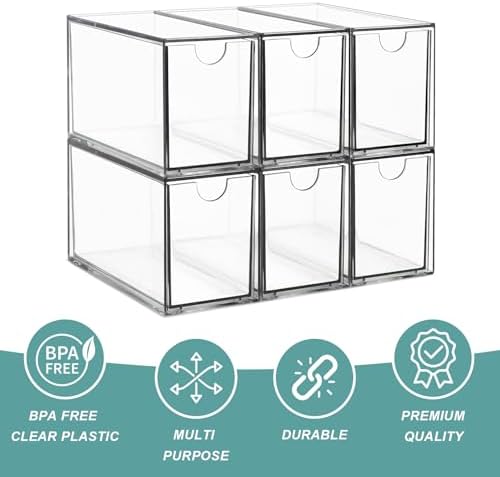 Acrylic 6 Pack Tea Bag Organizer and Storage