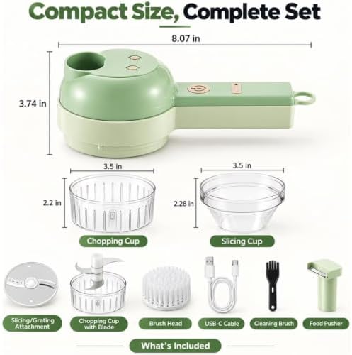 4 In 1 Handheld Electric Vegetable Cutter, Wireless Vegetable Cutter，2PCS-A - Image 5