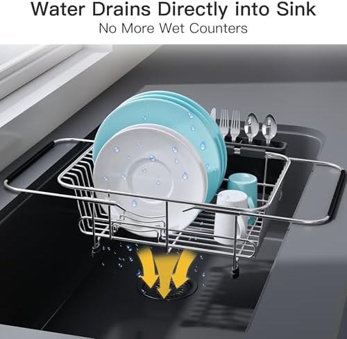 Sink Small Dish Drying Rack with Utensil Holder, for RV, Apartment