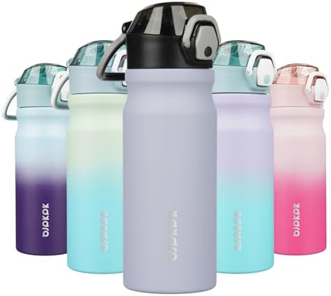 BJPKPK 18 oz Water Bottle with Straw & Handle, Insulated Stainless Flask by BJPKPK