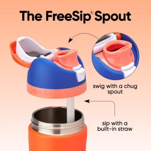 Owala FreeSip Kids Stainless Steel Water Bottle 16 oz Blue Citrus