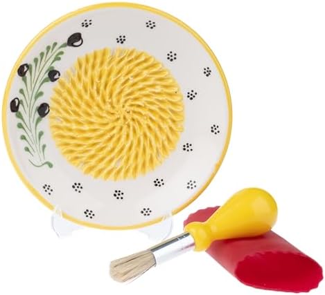 Handmade Ceramic Garlic Grater - 4 Pcs Garlic Press - Natural Ginger & Cheese Grinder - Decorative Mincer - Honey Yellow
