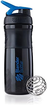 BlenderBottle SportMixer Tritan Grip Shaker Bottle, Black/Blue, 28-Ounce by BlenderBottle