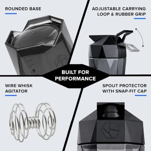 Keelo 28 oz Protein Shaker Bottle, 100% Leakproof Shaker Cup, Black - Image 3
