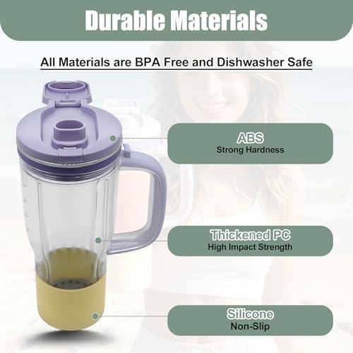 26 oz Travel Tumbler Replacement Compatible with Ninja BlendBoss Personal Blenders, Replacement 26oz Smoothie Vessel Cup with Lid & Straw for Blendboss DB351PR DB351CY DB351ST,Leakproof,Lavender - Image 3