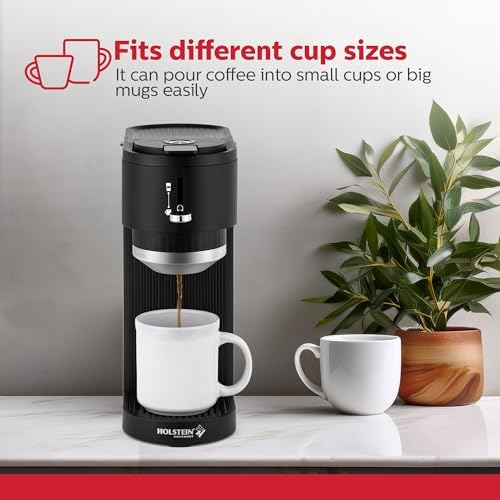 Holstein Housewares 2-in-1 Single Serve Coffee Maker, Dual Brew, Compatible with K-Cup Pods & Ground Coffee, Reusable Filter Included, Compact Drip Coffee Machine, 14oz Tank, Fits Most Cups - Black - Image 4