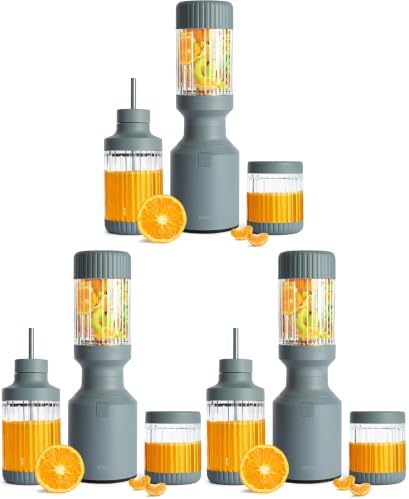 The Beast Mini Blender Plus | Mini Countertop Kitchen Blender | Blend Smoothies and Shakes, Dressings, Sauces, Dips | Extra Vessels, Straw Cap and Straws Included | 600W (Mist) (Pack of 3) by Unknown