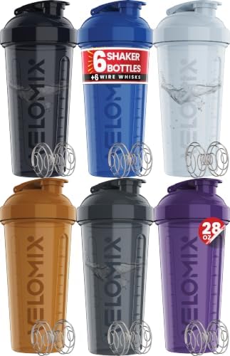 VELOMIX 6 Pack 28oz Protein Shaker Bottle for Protein Mixes, Elemental Mix by VELOMIX