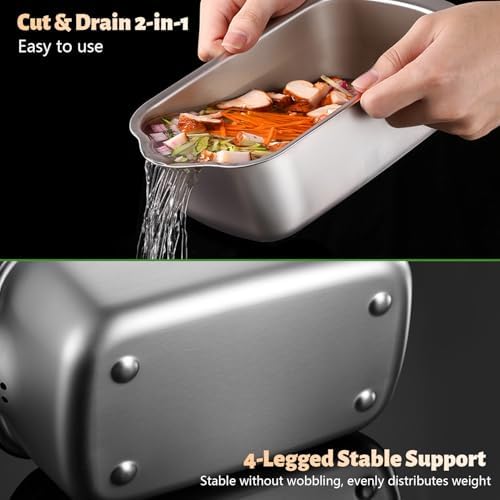 10 in1, 8 Blade Vegetable Chopper Food Grade Stainless Steel, Onion Mincer, Cutter, Dicer, Egg Slicer with Container, French Fry Cutter Potato Slicer, Home Essentials, Salad Chopper (Print Silver) - Image 7