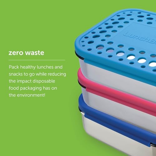 Large Trio Stainless Steel Kids Bento Box 3-Section Aqua 32oz