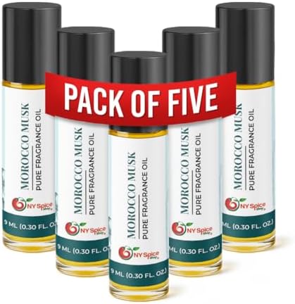 NY Spice Shop Morocco Musk Fragrance – Pack of 5 Artisan Fragrance Oil & Soft Floral Scent – Resinous Aroma Blend with Enduring Aroma Tone – Traditional Musk Perfume Oil for Personal Scent Collection by NYSpiceShop