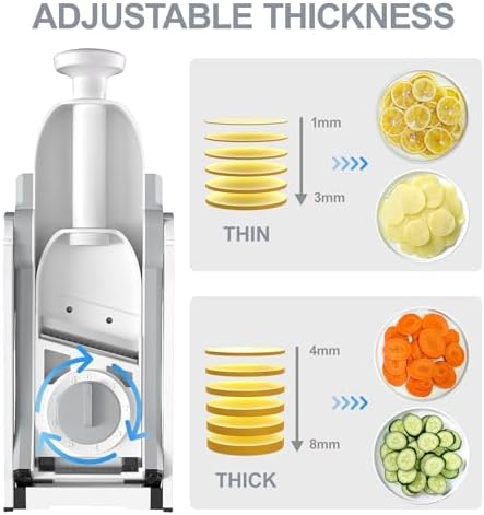 Safer Mandoline Slicer for Kitchen,Adjustable Potato Slicer 1-8 mm