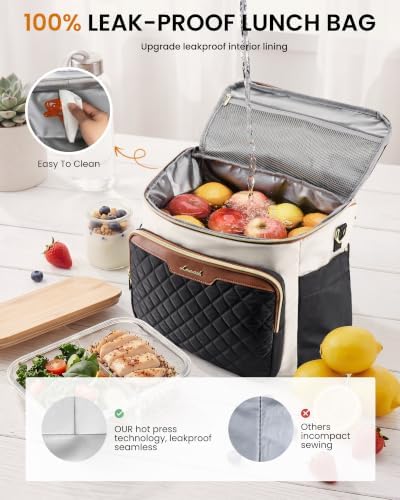 Insulated Lunch Box for Women, Wide Opening Adult Lunch Cooler Bag