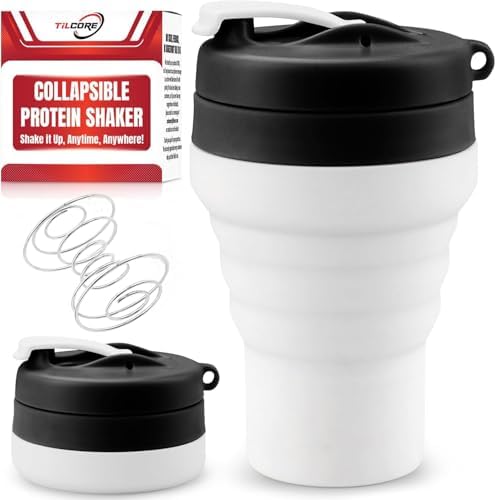 Collapsible Protein Shaker Bottle: 20 Oz Travel-Friendly Shaker Cup, White by Unknown