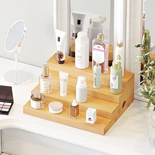 4 Tier Bamboo Spice Rack Organizer for Cabinet, Kitchen Pantry Spices Storage Rack for Cabinets Organization, Home Seasoning Tiered Can Goods Racks Wood Shelf Organizers (4 Tier, Natural)