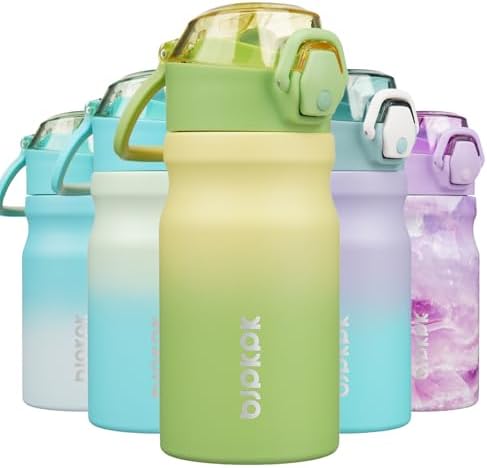 BJPKPK 14 oz Insulated Water Bottle, Straw, Handle, Stainless Steel Flask by BJPKPK