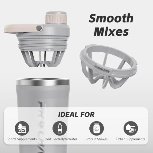 PROCHAIN Insulated Stainless Steel Protein Shaker Bottle, 20oz Metal Mixer - Image 4