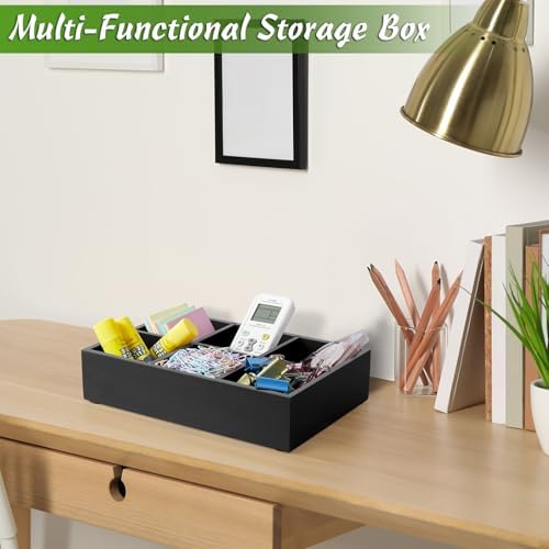 Tea Bag Organizer, Tea Bag Drawer Organizer, Wooden Tea Bag Holder, Tea Chest with 6 Compartments, Tea Organizer Storage Box, Tea Caddy for Tea Bags Organizer, Black