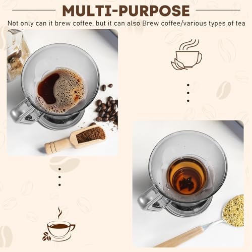 Pour Over Coffee Dripper & Tea Infuser, 21 Oz Smart Coffee Maker