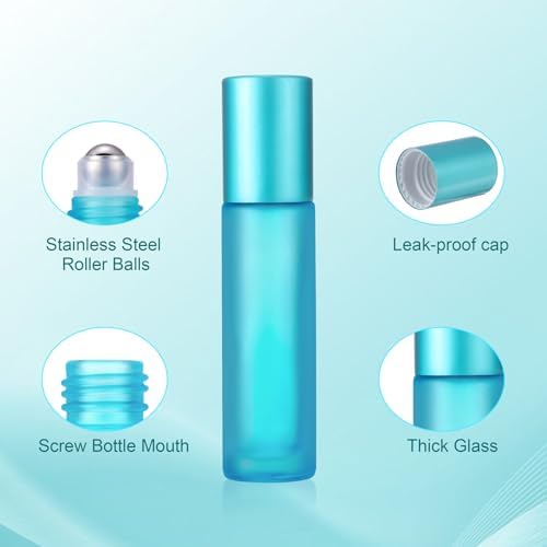 Kesell 10ml Glass Roller Bottles, 10-Pack, Light Blue - Image 3