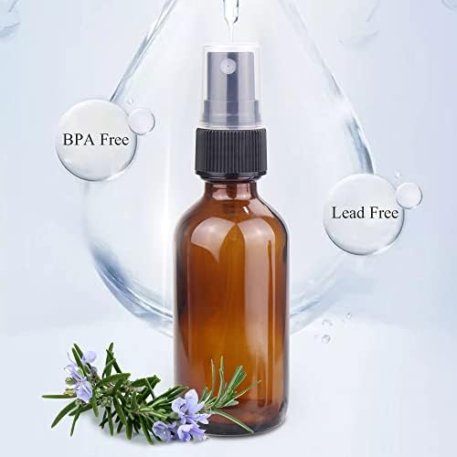 Wedama Spray Bottle, 2 oz Fine Mist Glass Spray Bottles, Little Refillable Liquid Containers for Watering Flowers Cleaning (16 Pack, Amber) - Image 5