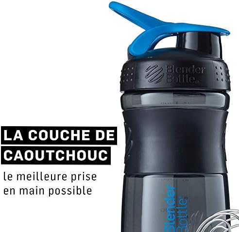 BlenderBottle SportMixer Tritan Grip Shaker Bottle, Transparent Black/Cyan, 28-Ounce - Image 4