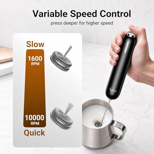 InstaWhisk Upgraded Milk Frother with Variable Speed - Rechargeable Handheld Coffee Frother Wand with Detachable Whisks, Electric Drink Mixer for Latte, Cappuccino, Almond Milk, Protein, Orange - Image 2