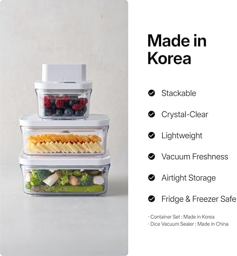 Premium Airtight Food Storage Containers Mega 8P/Set. Total 46.11cup, 7pcs Container and Vacuum Sealer. Smart One-Click Seal Lid, Patented Double Silicone Lining, 100% Leak Proof, BPA-FREE