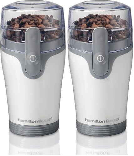 Hamilton Beach Fresh Grind Electric Coffee Grinder for Beans,Spices and More,Stainless Steel Blades,Removable Chamber, White, Makes up to 12 Cups (Pack of 2) by HamiltonBeach