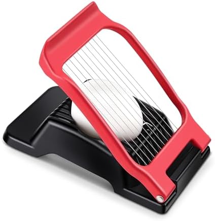 Heavy Duty Aluminium Egg Slicer, Stainless Steel Wire, Black & Red by Yuzxaun