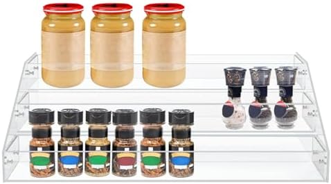 Wide 3-Tier Clear Acrylic Spice Rack for Countertops