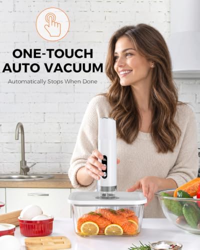 Compact Vacuum Sealer for Food with 3 Glass Containers and 20 Reusable Bags