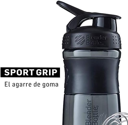 BlenderBottle SportMixer Tritan Grip Shaker Bottle, Transparent Black/Grey, 28-Ounce - Image 3