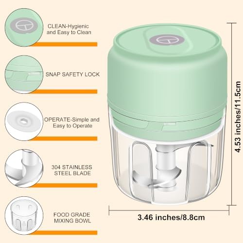 Garlic Chopper, 250ML Garlic Mincer, Electric Mini Food Processor - Image 2