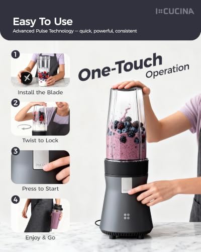 Smoothie Blender, Personal Blender for Shakes and Smoothies, 700W Pulse Technology Single Serve Blenders with 2 x 28oz Protable Cups for Ice Crush, Frozen Fruit Drinks