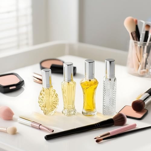 4 Pcs Vintage Glass Refillable Perfume Bottles Empty Spray Set - Image 4