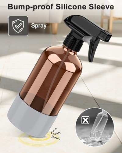 Bontip Amber Glass Spray Bottle, 16 oz with Grey Silicone Sleeve, 1 Pack - Image 4
