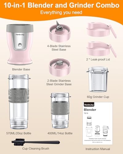 Smoothie Blender and Grinder Combo, 10-Piece Blenders Shakes - Image 2