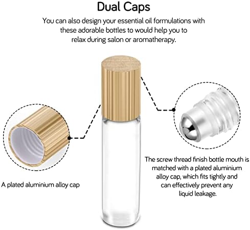 PrettyCare Essential Oil Roller Bottles 10ml (24 Pack Clear Glass Bottle with Bamboo Lid, 4 Extra Roller Balls，48 Labels, 2 Openers, 2 Funnels, 4 Droppers, Roller Balls For Essential Oils - Image 2