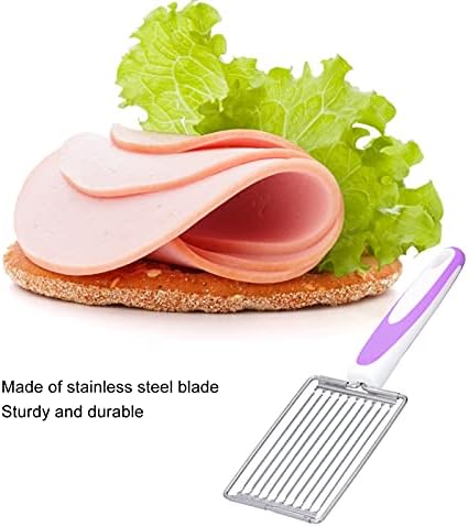 Luncheon Meat Cutter,Stainless Tomato Slicer Fruits Cutter Luncheon Meat Slicer with Handle Cheese Boiled Egg Ham Tomato Serrated Slicing Knife - Image 4