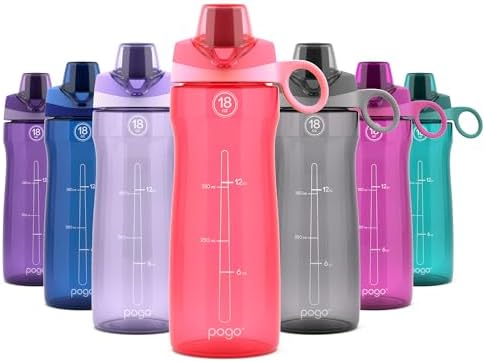Pogo BPA-Free Tritan Plastic Water Bottle with Chug Lid, 18 Oz, Pink by Pogo