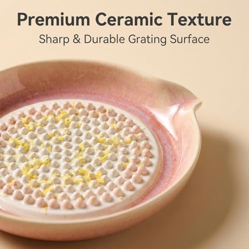 New Gradient Ceramic Grater Plate, Exquisitely Handcrafted Ginger Grater Plate for Chocolate, Fruits, Vegetables, Ginger, Garlic, and Cheese (Green)