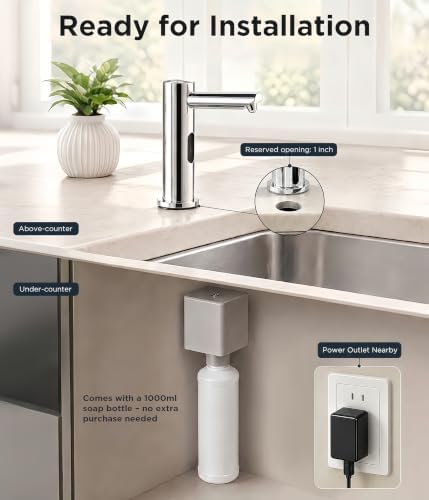 Automatic Touchless Soap Dispenser for Kitchen Sink, 33.8 oz Bottle, Silver